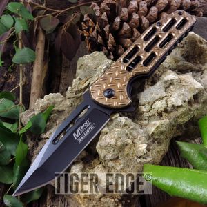 Spring-Assist Folding Pocket Knife Mtech Tan Diamond Tread Tactical Tanto