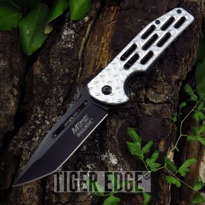 Spring-Assist Folding Pocket Knife Mtech Silver Diamond Tread Tactical Tanto