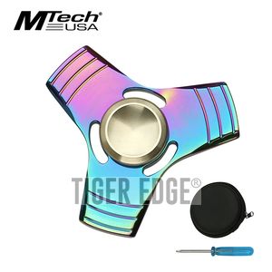 Fidget Spinner High Quality Square Rainbow Titanium Nitrite 4-Minute Spin + Case