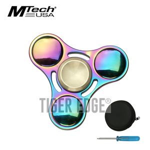Fidget Spinner High Quality Round Rainbow Titanium Nitrite 4-Minute Spin + Case