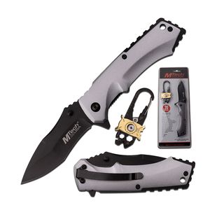 Folding Knife Multitool Set | Mtech Black Blade Gray Carabiner Utility EDC