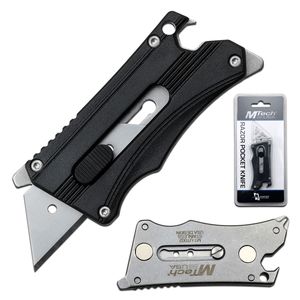 Utility Knife Boxcutter Mtech Slim Multitool Magnetic SK5 Razor Blade Black