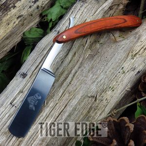 9.5in. Brown Wood Barber Straight Razor Knife