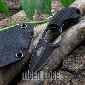 NEW! Mini  Double Edge Neck Knife Full Tang Black G10 w/ Slim Kydex Sheath