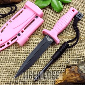 Fixed Blade Dagger Pink Firestarter Sheath Survival Tactical Boot Neck Mu-1141Pk