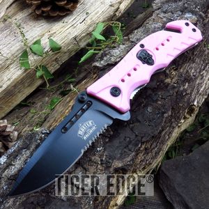 Desert Camo Skull Medallion Serrated Spring Assisted Tactical Folding Knife