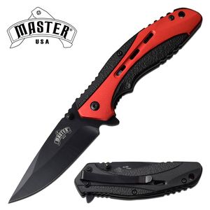 Spring-Assist Folding Knife | Black Red Classic Tactical EDC 3.5in Blade