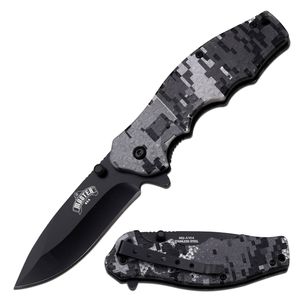 Spring-Assist Folding Knife | 3.25in Black Blade Gray Digital Camo Tactical EDC