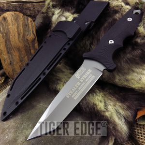 Mtech 10in. Titanium Carbon Nitride Tanto Blade Tactical Knife w/ Hard Sheath
