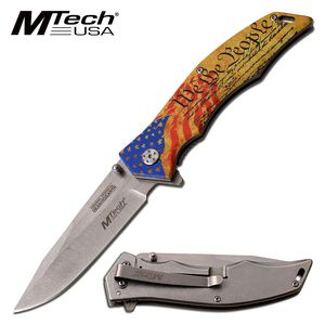 Spring-Assist Folding Knife | USA 'We The People' American Flag Constitution Fc