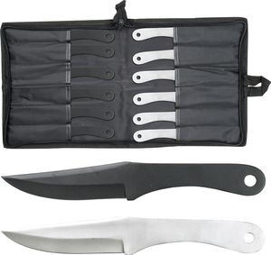 8.5in. Dozen 12 Pc. Black/Silver Ripper Throwing Knife Set w/ Case