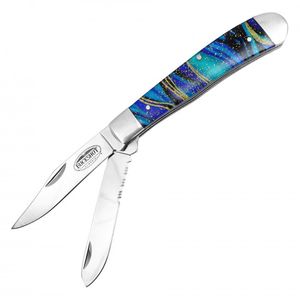 Folding Pocket Knife Buckshot 2-Blade Classic Trapper - Blue Galaxy