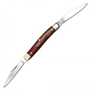 Folding Pocket Knife | Buckshot 2-Blade Classic Penknife - Brown Wood