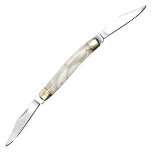 Folding Pocket Knife | Buckshot 2-Blade Classic Pen Knife - White Pearl