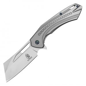 Pocket Knife Wartech Cleaver Spring-Assist Folding Silver Blade Steel