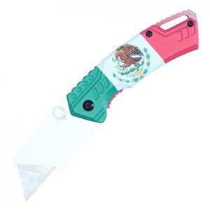 Folding Box Cutter Utility Knife | Interchangeable Blade Mexican Flag Pbwt1M