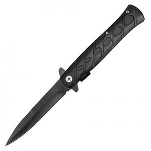 Pocket Knife Spring-Assist Stiletto Folding Stainless Steel 4in Blade Black
