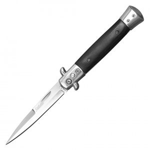 NEW Switchblade Automatic Stiletto Folding Pocket Knife Black Wood - 4in Blade