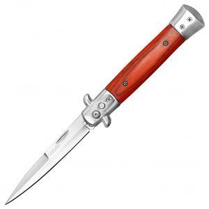 Switchblade Automatic Stiletto Folding Pocket Knife Wood - 4In Blade