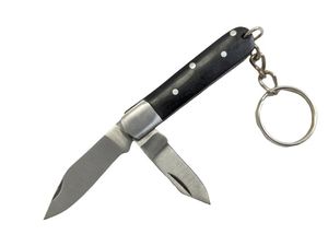Folding Pocket Key Chain Knife | Mini Trapper Black 2-Blade EDC PK-117-48