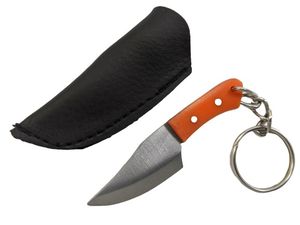 Fixed Blade Hunting Knife | Mini Key Chain Knife Orange Handle Gift EDC PK-121