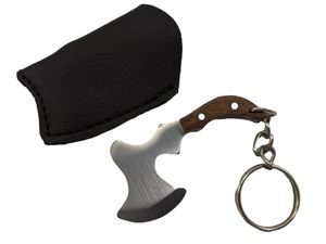 Mini Key Chain Throwing Axe Wood Handle Ax w/ Sheath EDC Gift Key Ring Pk-122