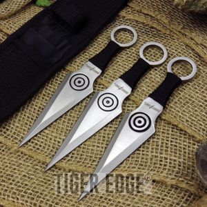 6.5in. Silver 3-Pc. Kunai Throwing Knife Set w/ Sheath
