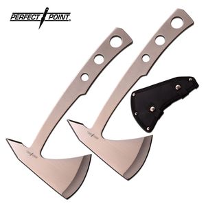 Throwing Axe Set Of 2 Perfect Point 9.5in. Black Heavy Duty Survival Tomahawk