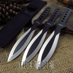 Heavy 9in. 2 Tone Black/Silver 3 Pc. Throwing Knife Set w/ Sheath