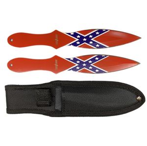 CSA Confederate Rebel Flag Dixie 2 Piece Throwing Knife Set + Sheath