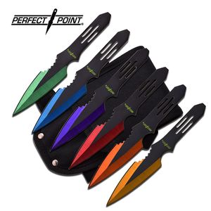 Perfect Point Multi Color Variety Rainbow Throwing Knife Set Six 6 Pack Gift