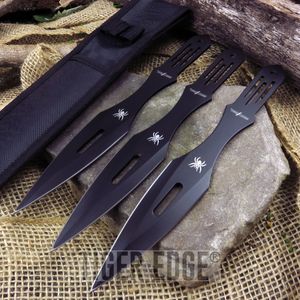 9in. Perfect Point 3-Pc. Black Widow Spider Throwing Knife Set w/ Sheath