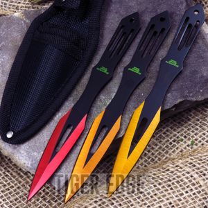 Perfect Point Triple Sunrise Orange Red Yellow Throwing Knife Set Three Pack