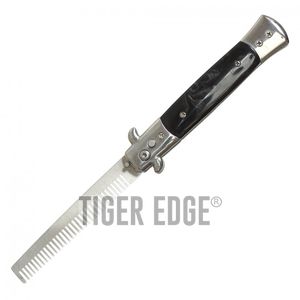 Automatic Switchblade Comb Wartech 9in Black Pearl Handle Novelty Stiletto Knife
