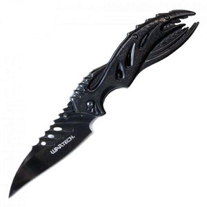 Spring-Assist Folding Pocket Knife Black Fantasy Alien EDC Wharncliffe Blade
