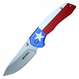 Spring-Assisted Folding Pocket Knife | Wartech Lone Star Texas Flag Silver Blade