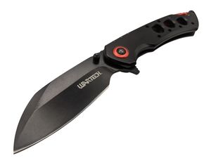 Spring-Assist Folding Knife 3.25in. Sheepsfoot Folding Blade Black Red Tactical