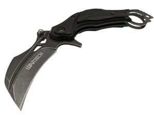 Spring-Assist Folding Knife Wartech Tactical Karambit 3in. Claw Blade - Black