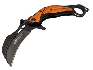 Spring-Assist Folding Knife Wartech Tactical Karambit 3in. Claw Blade - Orange