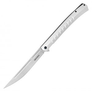 Spring-Assist Folding Knife Extra Long 6in. Blade Silver - 13in. Overall