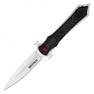 Pocket Knife Wartech Dagger Spring-Assist Folding Stiletto Blade Black Silver