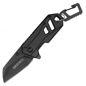 Spring-Assist Folding Knife Wartech Mini 2in Sheepsfoot Blade Tactical EDC Black