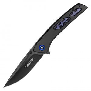 Pocket Knife Wartech Spring-Assist Folding Black Blade Stainless Blue