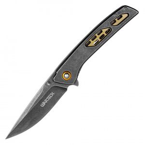 NEW Pocket Knife Wartech Spring-Assist Folding Stone Gray Blade Stainless Gold