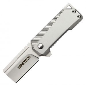 Spring-Assist Folding Knife Wartech Micro Cleaver 2In Blade Tactical EDC Silver