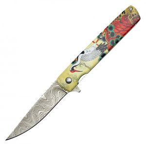 Spring-Assist Folding Pocket Knife Wartech Japanese Heron Crane EDC