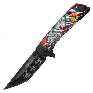 Pocket Knife Wartech Spring-Assist Folding Tanto 3.5In Blade Samurai - Black