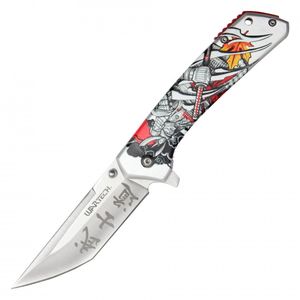 Pocket Knife Wartech Spring-Assist Folding Tanto 3.5in Blade Samurai Silver