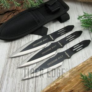 Black Ultimate 3 Pc Thunderbolt Throwing Knife Set