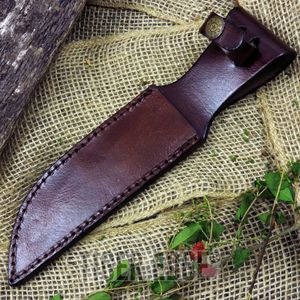 Fixed-Blade Knife Belt Sheath Brown Leather 10in. - Fits Up To 6.5 x 2in. Blade